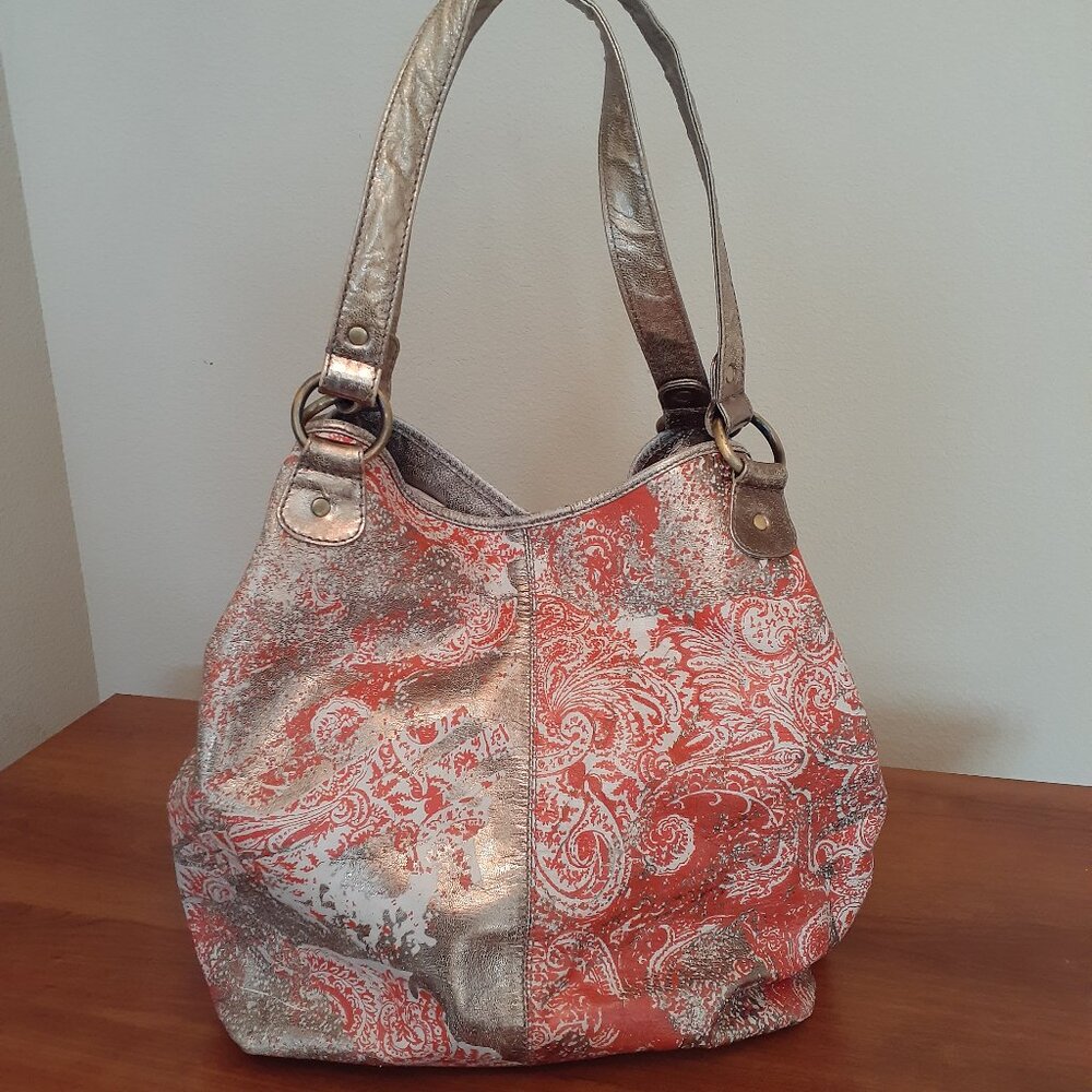 Jasper & Jerra Leather Metallic Print Bag - Picture 3 of 15